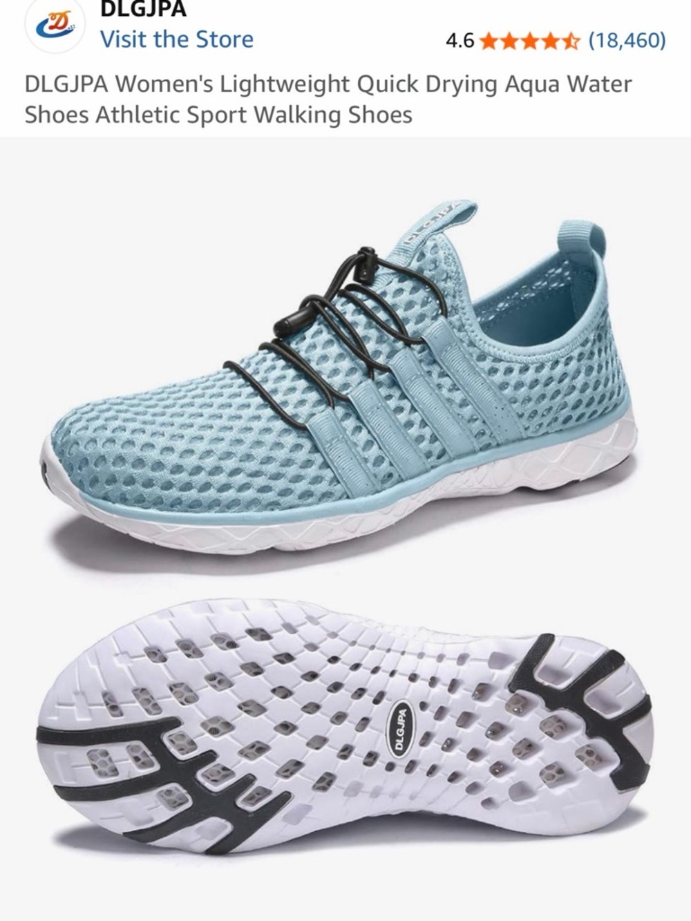 DLGJPA Women's Lightweight Quick Drying Aqua Mesh Water Shoes - Light Blue